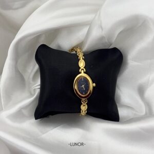 Oval Gold Bracelet Watch (Black Dial)