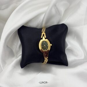 Oval Gold Bracelet Watch (Green Dial)